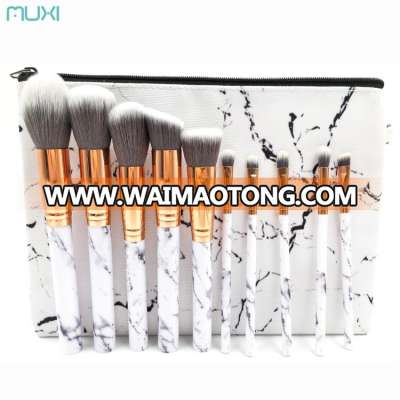 Muxi New style marble makeup brush case kit set with bag from factory